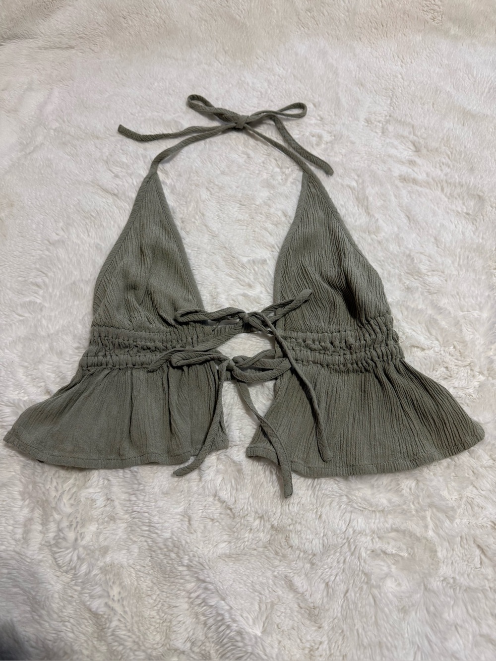 Garage Plunge Flyaway Halter Top Desert Sage Green